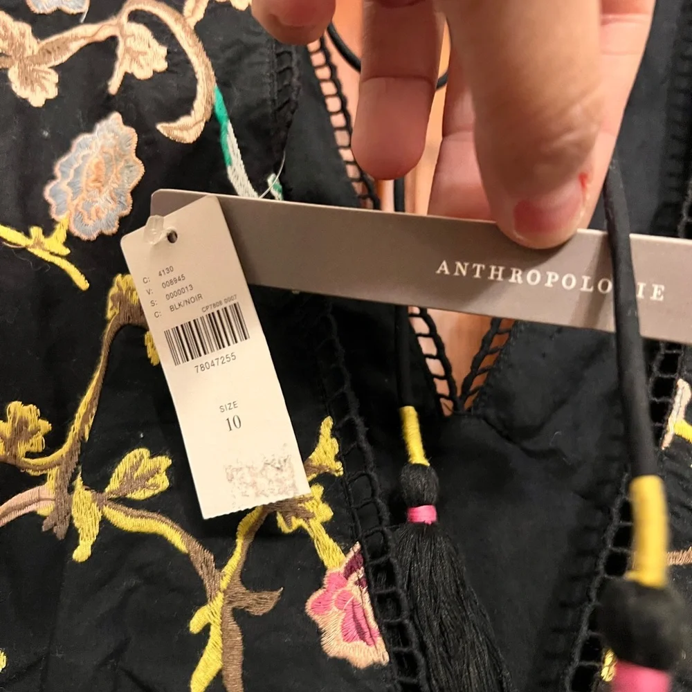 By Anthropologie Embroidered Mini Dress – NWT, Luxe Floral Detail